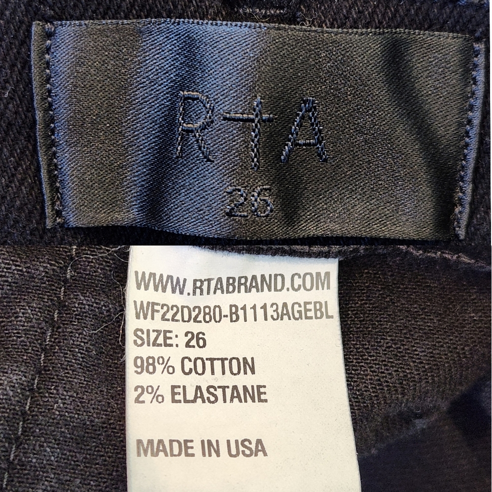 RtA Malka High Rise Straight Leg Jean Utility Details Aged Black 26 - Picture 15 of 16